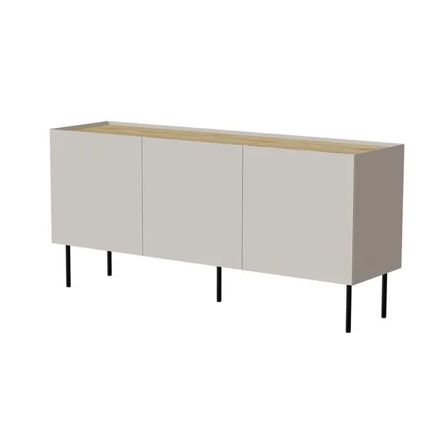 Komoda FELLINI 150x40x70 kaszmir + blat dąb olejowany