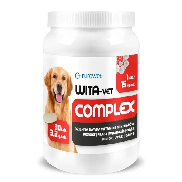 Eurowet Wita-Vet Complex 3 2g Wsparcie wzrostu i ciąży dla psa i szczeniąt 30szt