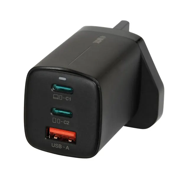 ŁADOWARKA SIECIOWA I-BOX C-65 GAN PD65W KABEL CZARNA, czarna, wtyczka UK