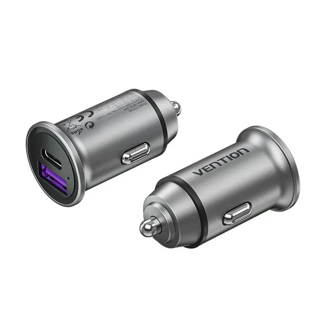 Ładowarka samochodowa Vention USB-A USB-C 30W PD