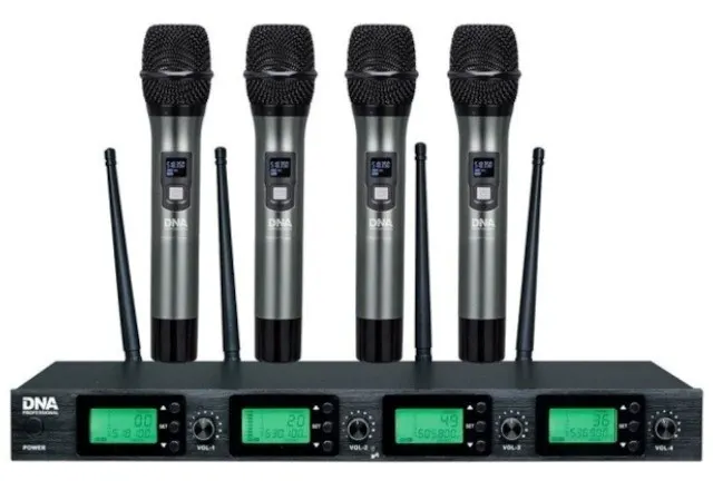 DNA RV-4 - Mikrofon bezprzewodowy 4x nadajnik doręczny + odbiornik pasmo UHF 518-542 MHz