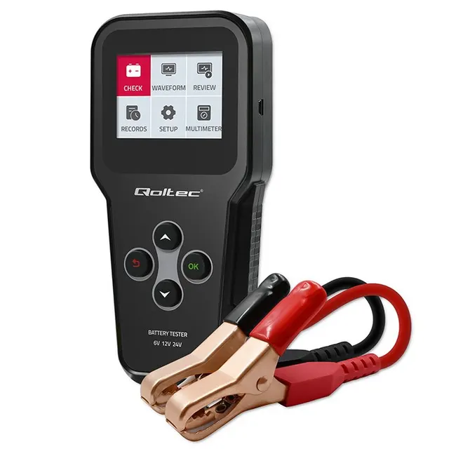 Qoltec Cyfrowy tester akumulatora 3w1 z LCD Polskie Menu 6V 12V 24V 10Ah-200Ah