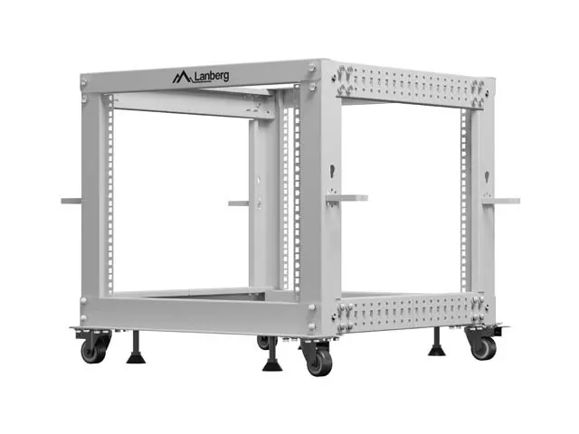 Otwarty Rack 19 9U 600x600-1100 regulowany szary Lanberg