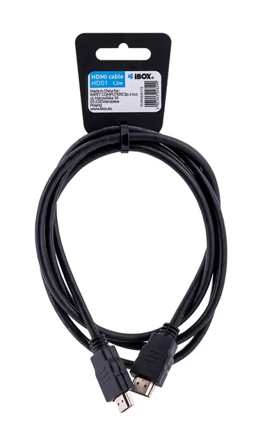 Kabel IBOX FULLHD HD01 1 5M 1.4V 13C+1 ITVFHD0115 (HDMI M - HDMI M; 1 5m; kolor czarny)