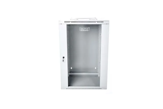 Szafa sieciowa wisząca 19 15U rack 600x600 drzwi szyba szary dzielona złożona 60kg