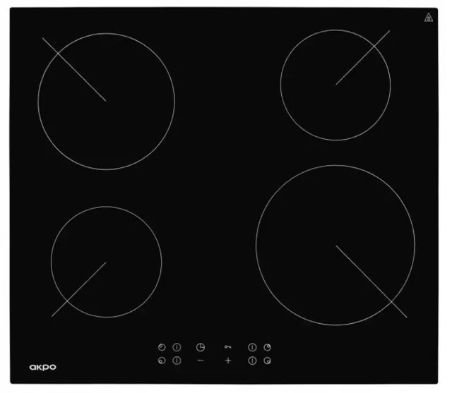 Płyta ceramiczna AKPO PKA 58 008/2 58 cm, 4 pola, wskaźnik ciepła resztkowego, timer, czarny