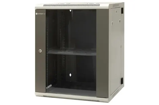 EmiterNet Szafa wisząca dzielona 19 15U drzwi blacha/szkło 600×550×770mm szer./gł./wys.