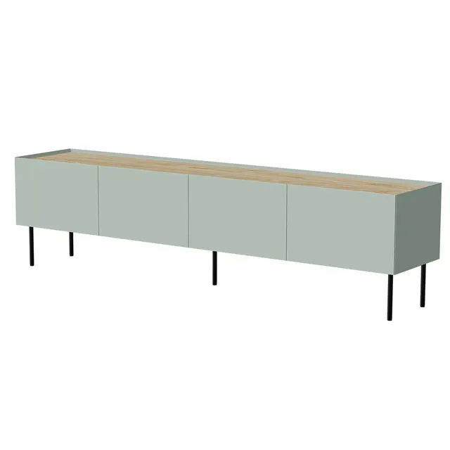Szafka RTV FELLINI 200x40x52 oliwka + blat dąb olejowany