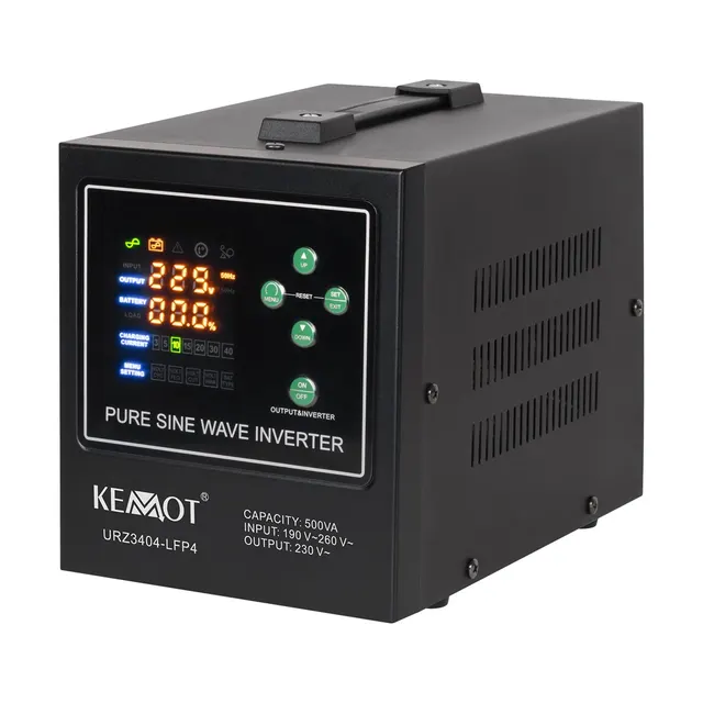 Zasilacz awaryjny KEMOT PROsinus-500-LFP4 przetwornica z czystym przebiegiem sinusoidalnym i funkcją ładowania 12V 230V 500VA/300W