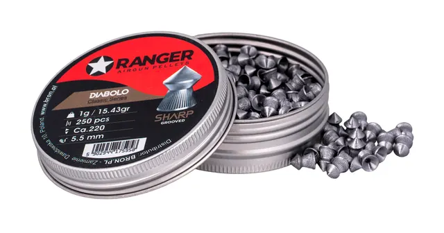 Śrut 5 5 mm RANGER Diabolo Classic Sharp Grooved szpic molet. 250 szt. 1 00 g