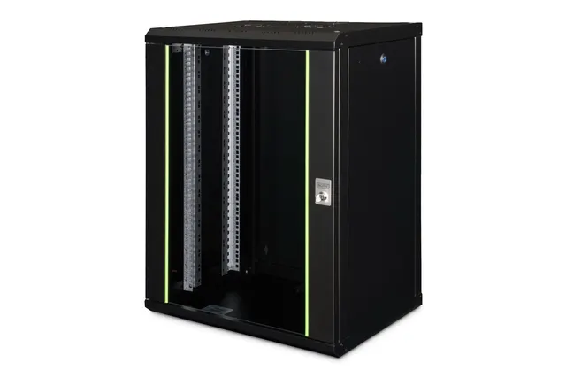 Digitus Szafa sieciowa wisząca Unique 19 16U rack 600x450 drzwi szyba czarny niedzielona złożona 100kg