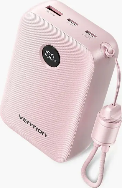 Powerbank Vention 20000mAh 2 x USB-C 1x USB-A z wyświetlaczem 22 5W różowy