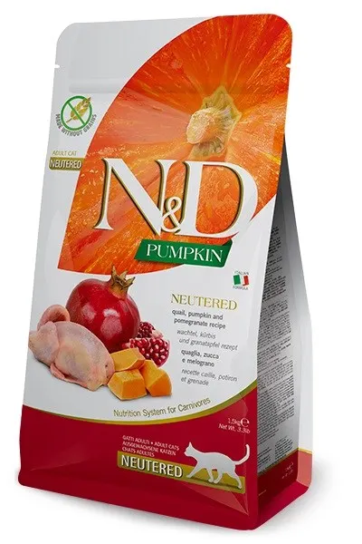 Farmina N&D Pumpkin Neutered sucha karma z przepiórką dla kotów po zabiegu kastracji 5kg