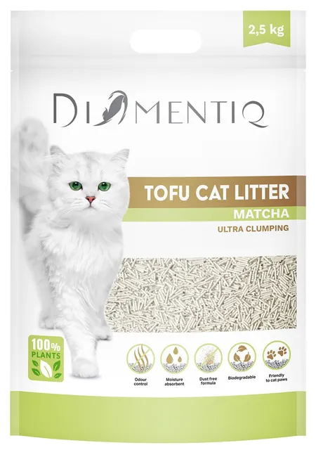 DIAMENTIQ Żwirek Tofu zbrylający 2 5 kg MATCHA