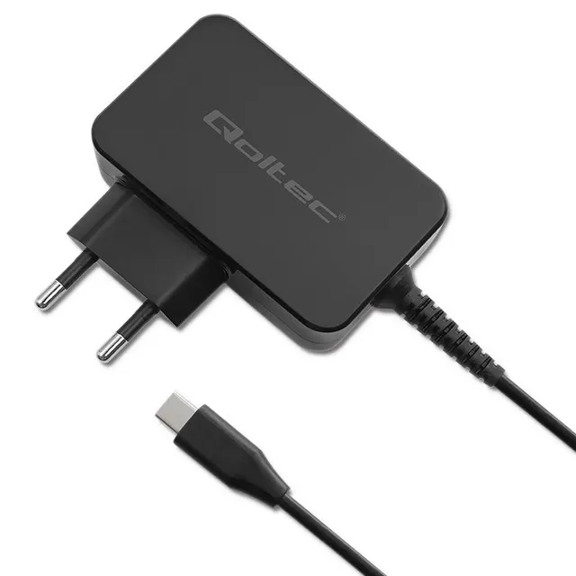 QOLTEC ŁADOWARKA GAN POWER PRO, 1XUSB-C, 65W, 5-20V, 3-3.25A, CZARNA