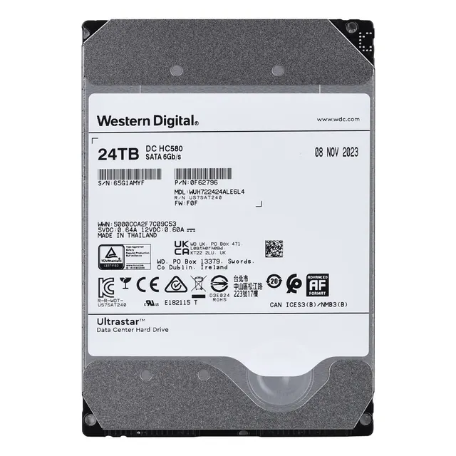 Dysk serwerowy HDD Western Digital Ultrastar DC HC580 WUH722424ALE6L4 (24 TB; 3 5 ; SATA)