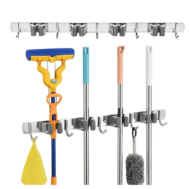 MACLEAN ŚCIENNY ORGANIZER NA NARZĘDZIA OGRODOWE ORAZ MOPY STALOWY Z HACZYKAMI MAX. OBCIĄŻENIE 20KG SZEROKOŚĆ 49CM MC-184