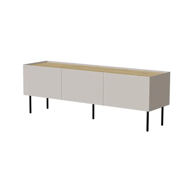 Szafka RTV FELLINI 150x40x52 kaszmir + blat dąb olejowany
