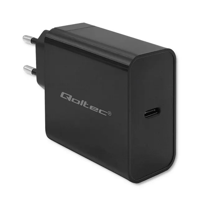 QOLTEC ŁADOWARKA SUPER QUICK PD, 1XUSB-C, 65W, 5-20V, 3-3.25A, CZARNA