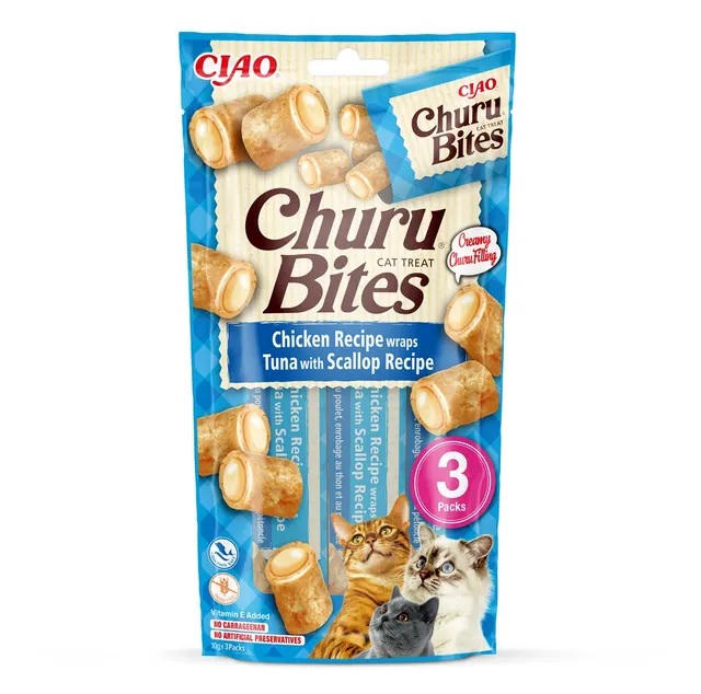 Przysmak CHURU Bites Tuńczyk&Przegrzebki kot 3x10g