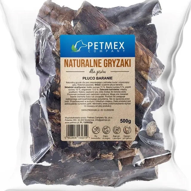PETMEX Płuco Baranie gryzak przysmak dla psa 500g