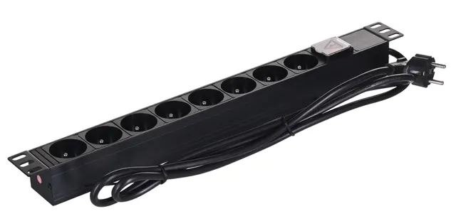 Listwa zasilająca A-LAN PZ081U (8 x UTE; 16 A (3680 W); 1 8m; kolor czarny)