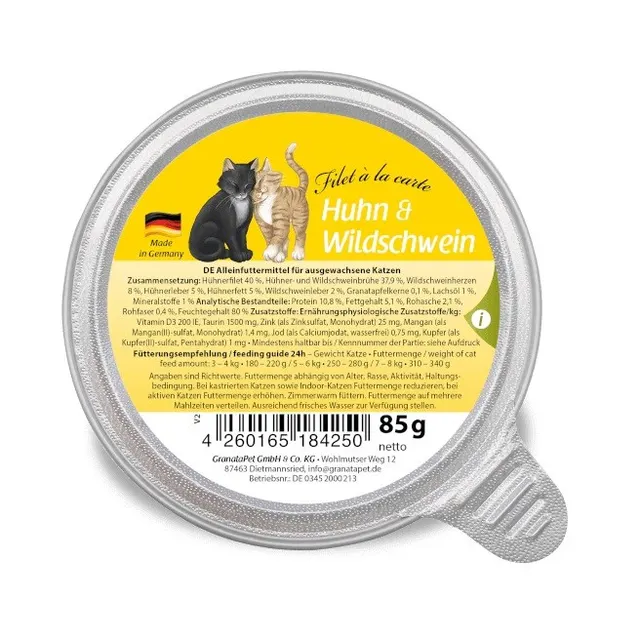 GranataPet Filet a la carte kurczak z dzikiem karma dla kota 85g