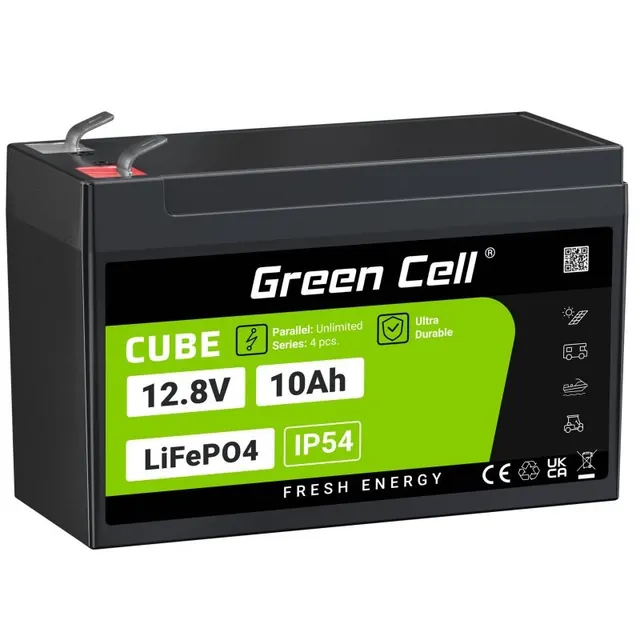 GREEN CELL AKUMULATOR LIFEPO4 CUBE 10AH 12V/12.8V 128WH LFPGC12V10AH