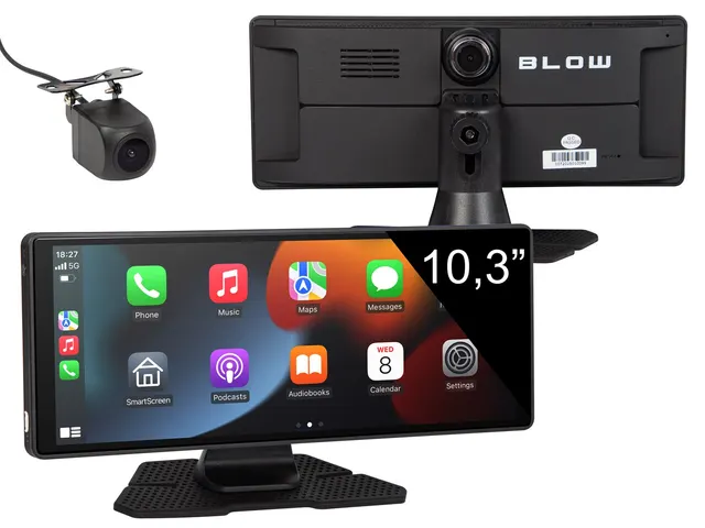 STACJA MULTIMEDIALNA BEZPRZEWODOWA CARPLAY5.0 BLOW Z WIDEOREJESTRATOREM I KAMERĄ COFANIA