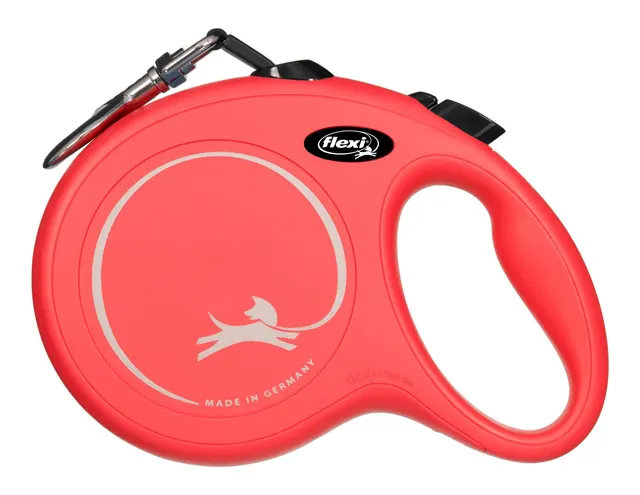 Smycz flexi automatyczna New Classic L taśma 5m - dla psa do 50kg kolor czerwony