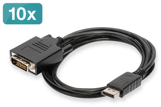 Kabel adapter DisplayPort DP - DVI (24+1)M/M 2.0m 10er Set Full HD CE bl