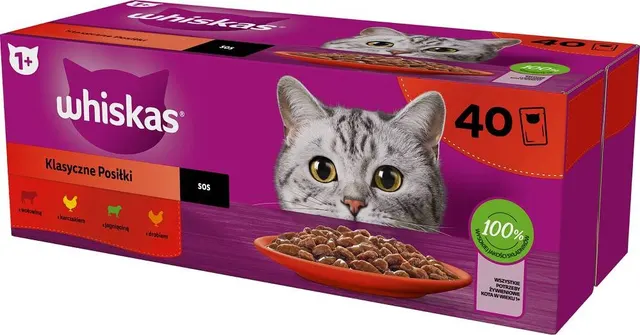 WHISKAS Saszetki drób jagnię woł dla kota 40x85g