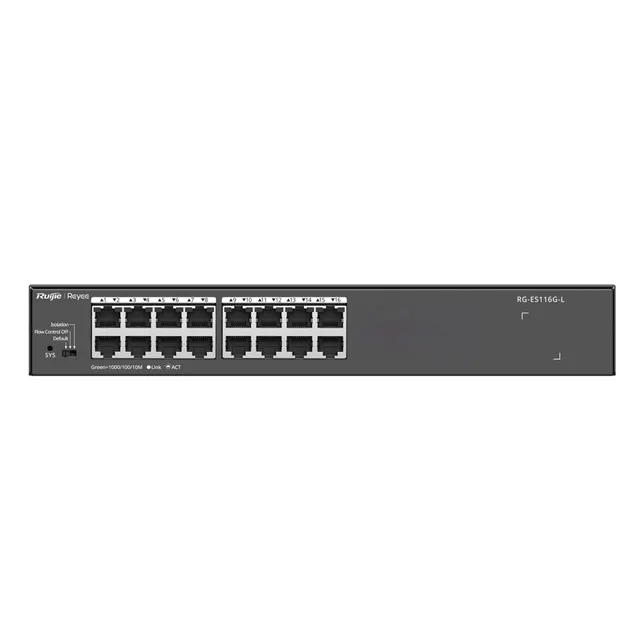 Ruijie Networks RG-ES116G-L przełącznik sieciowy Nie zarządzany L2 Gigabit Ethernet (10/100/1000) Czarny