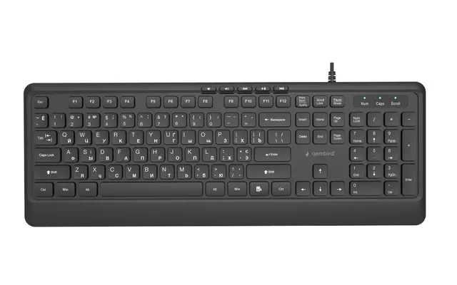 GEMBIRD PRZEWODOWA KLAWIATURA MULTIMEDIALNA SLIM 5 KLAWISZY HOTKEYS RU LAYOUT CZARNA
