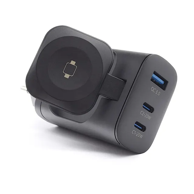 RealPower 450476 ładowarka do urządzeń przenośnych Power bank Smartwatch Tablet Czarny Prąd przemienny Bezprzewodowe ładowanie Szybkie ładowanie Wewnętrzna