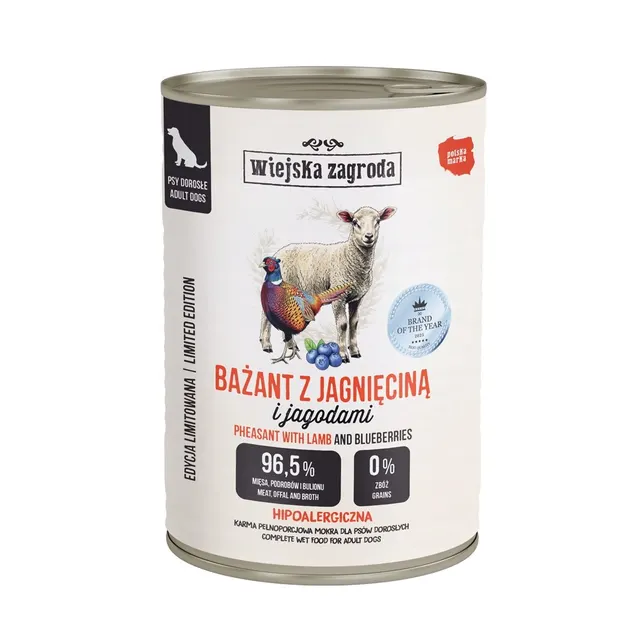 Wiejska Zagroda Karma mokra dla psa Bażant z jagnięciną (dorosły) 380g