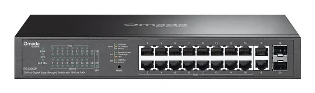 OMADA ES220GP przełącznik sieciowy Zarządzany Gigabit Ethernet (10/100/1000) Obsługa PoE Czarny