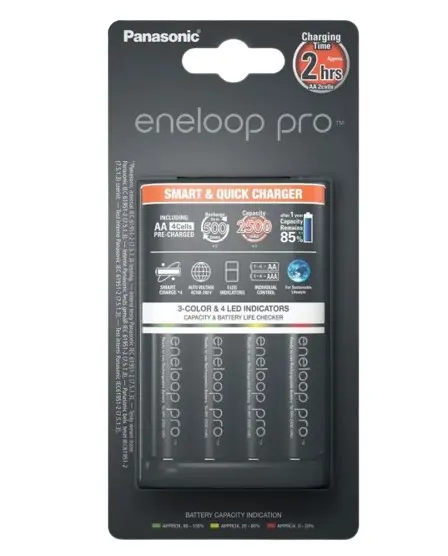ŁADOWARKA PANASONIC SMARTPLUS + 4x AA ENELOOP PRO 2500 mAh
