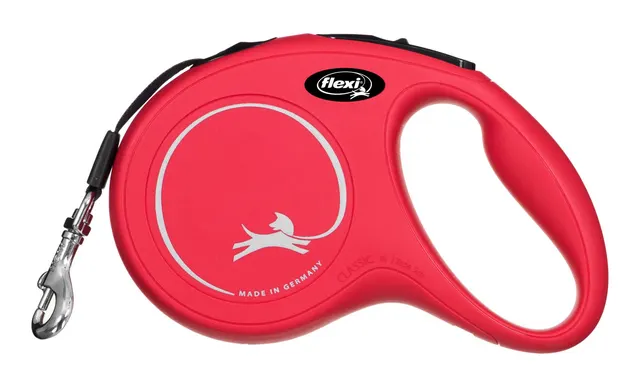 Smycz flexi automatyczna New Classic M taśma 5 m - dla psów do 25 kg kolor czerwony