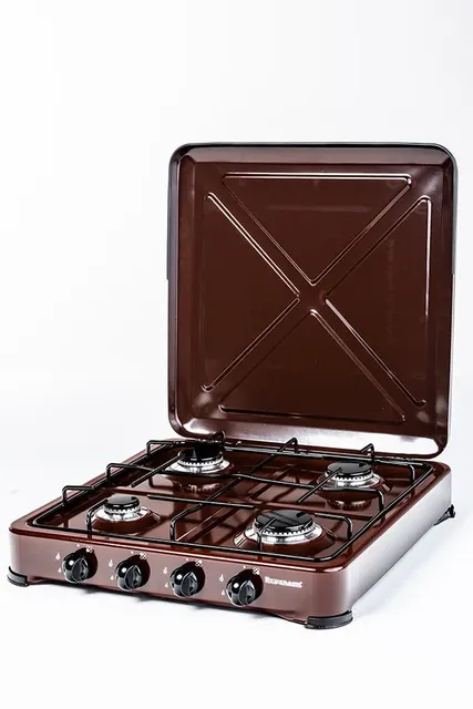 Kuchenka gazowa nastawna Ravanson K-04BR, 4 palniki, ruszt, gaz LPG, brązowy