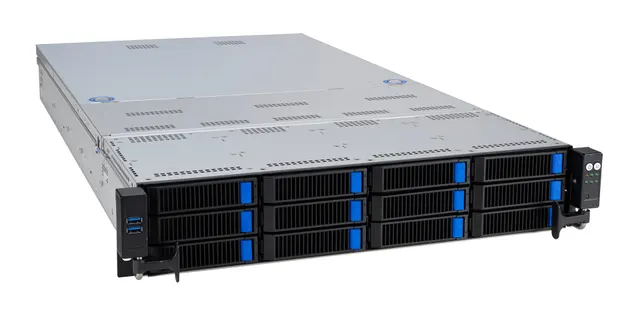 Platforma Asus Rack (2U) RS720A-E12-RS12 AMD Epyc 9004 (8x NVMe 4x SATA/SAS 2xM.2 4xGPU 2x10Gbe IPMI 1+1 2600W)
