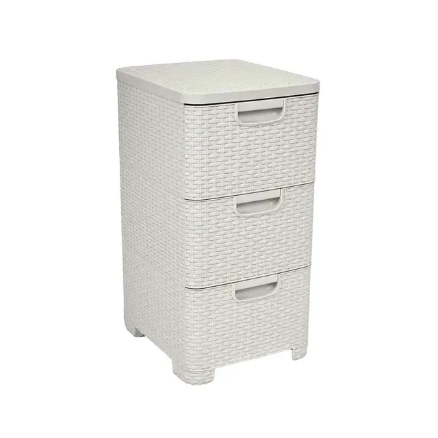 Regał z szufladami 3x14L rattan kremowy 206314 CURVER