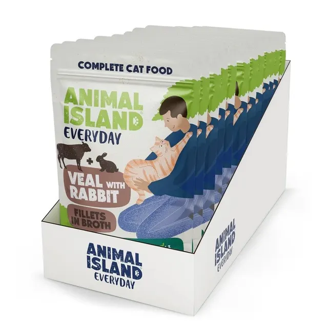 ANIMAL ISLAND cielęcina z królikiem saszetki dla kota 12x85g