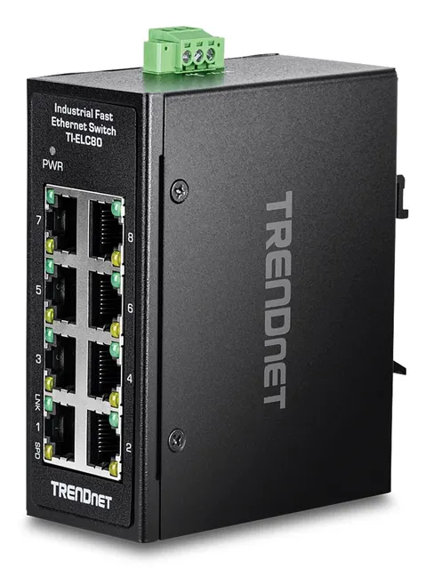 Trendnet TI-ELC80 przełącznik sieciowy Nie zarządzany Fast Ethernet (10/100) Czarny