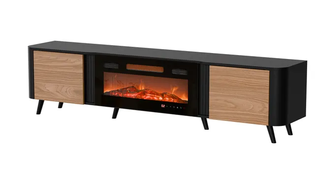 Szafka RTV VOLARE 200x39x49 czarny/orzech + kominek