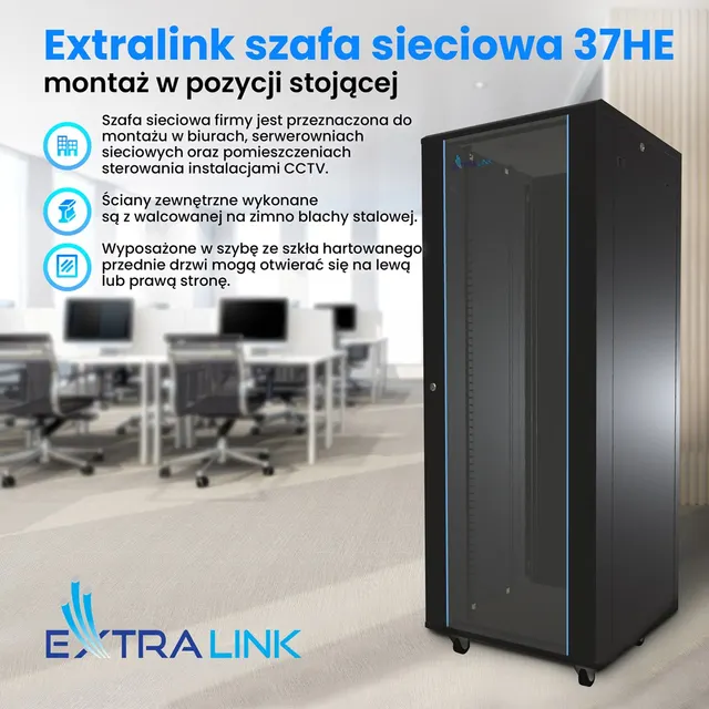 EXTRALINK SZAFA RACK STOJĄCA 37U 600X1000 CZARNA