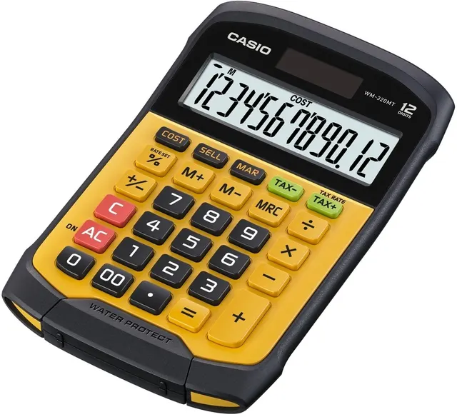 CASIO KALKULATOR BIUROWY WODOODPORNY WM-320MT-S 12-cyfrowy wyświetlacz Wyjmowana klawiatura 108 5x168 5 Poziom wodoszczelności i odporności na brud: IP54