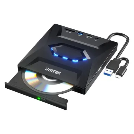 UNITEK NAGRYWARKA ZEWNĘTRZNA DVD/CD HUB USB 5GBPS CZYTNIK KART SD