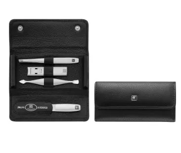 Zestaw podróżny ZWILLING 97712-004-0 Twinox – czarne skórzane etui 4 elementy