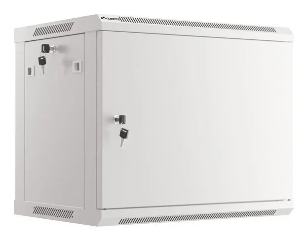 Szafa instalacyjna Rack wisząca 19 9U 600x450 szara drzwi metalowe LANBERG (Flat Pack)